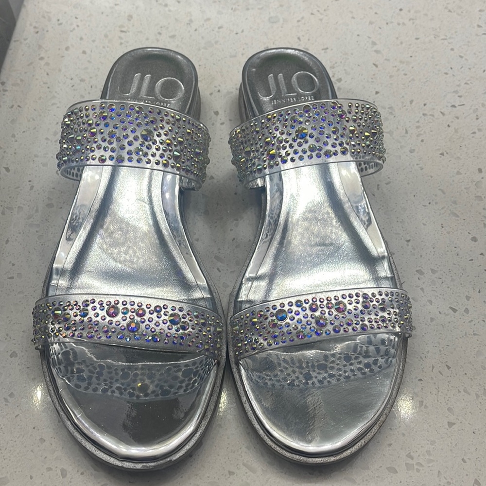 JLo sparkle sandals.
